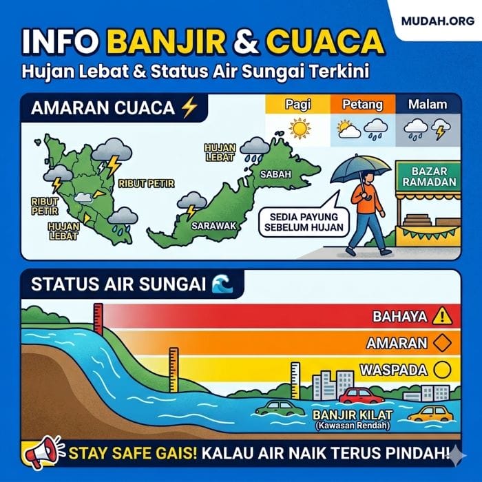 Info Banjir & Cuaca 27 Feb 2026: Amaran Hujan Lebat & Status Air Sungai Terkini 🌧️⚡